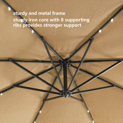 10-Foot Solar LED Patio Umbrella in Taupe
