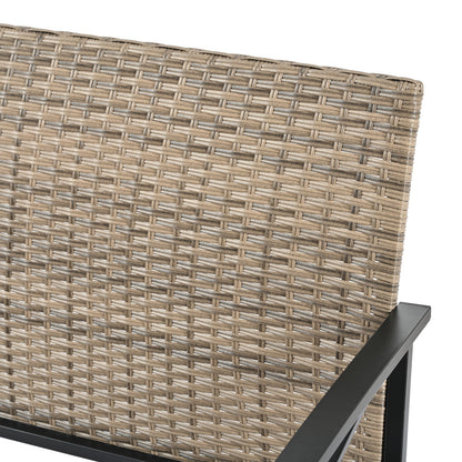 4-Piece Black & Brown Wicker Patio Set with Cushions