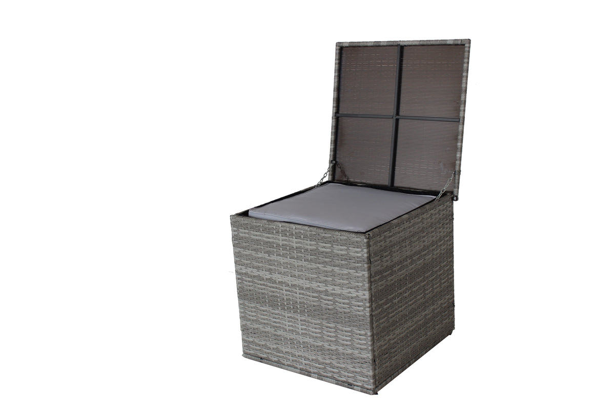 4-Piece Grey Patio Sectional Sofa Set with Storage Box