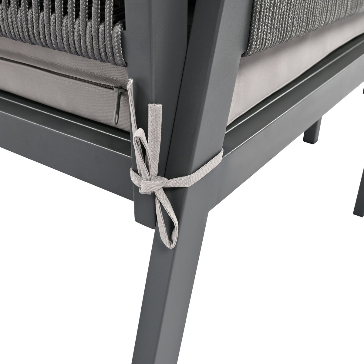 Grey Rope Patio Furniture Set with Glass Table