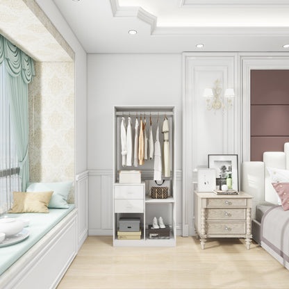 Closet Organizer System - Wooden Wardrobe - White