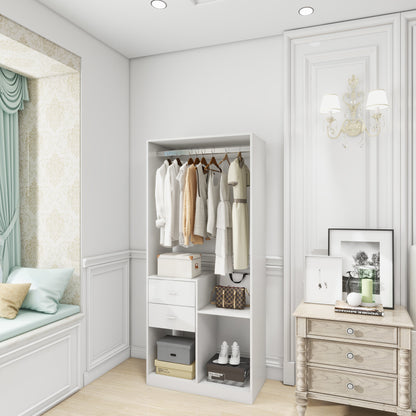 Closet Organizer System - Wooden Wardrobe - White