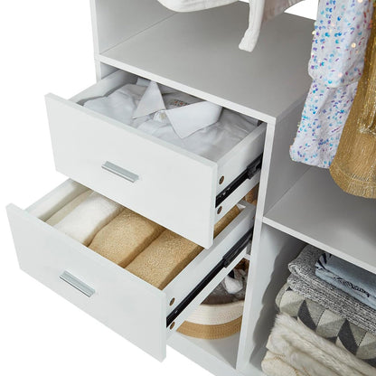 Closet Organizer System - Wooden Wardrobe - White