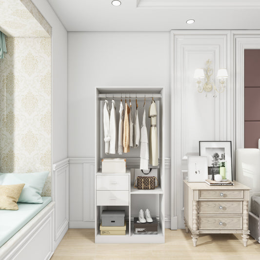 Closet Organizer System - Wooden Wardrobe - White