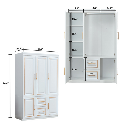 Door Bedroom Armoire Wardrobe White Freestanding Closet Cabinet