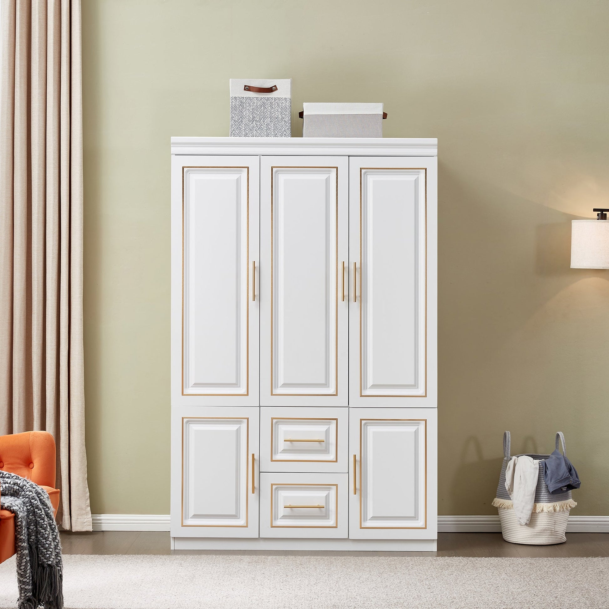 Door Bedroom Armoire Wardrobe White Freestanding Closet Cabinet