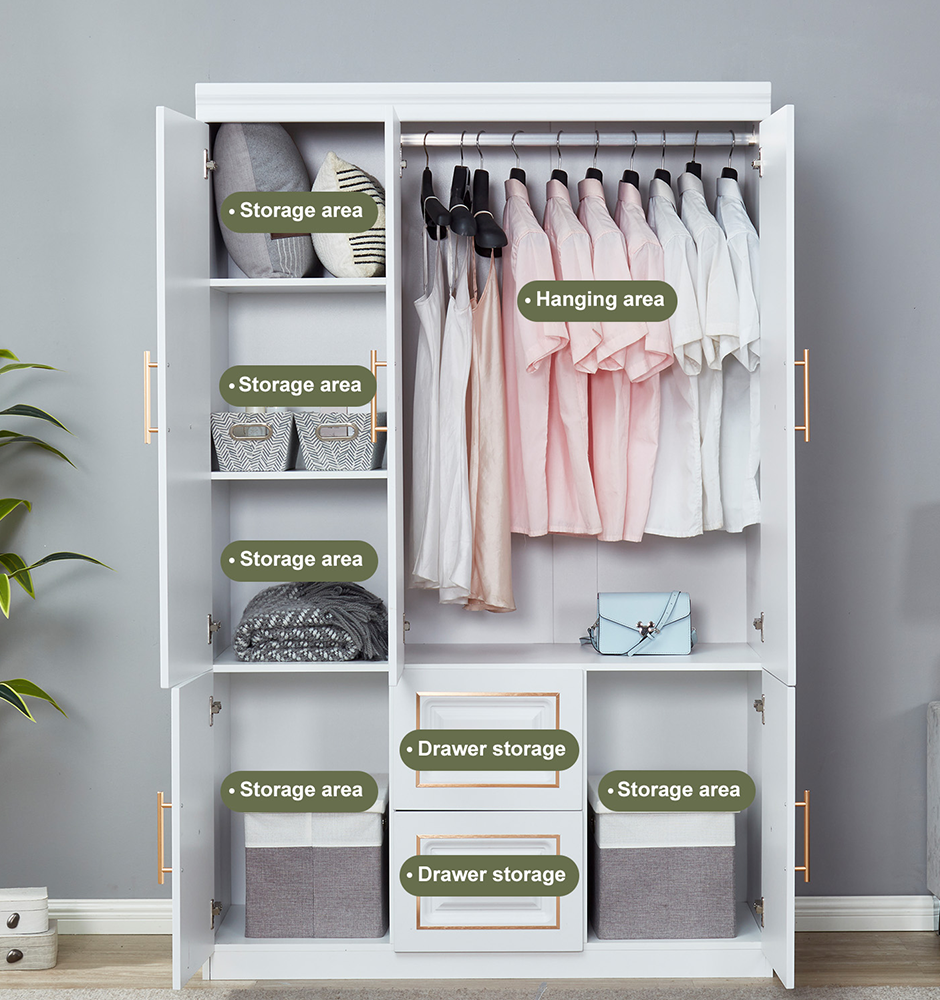 Door Bedroom Armoire Wardrobe White Freestanding Closet Cabinet