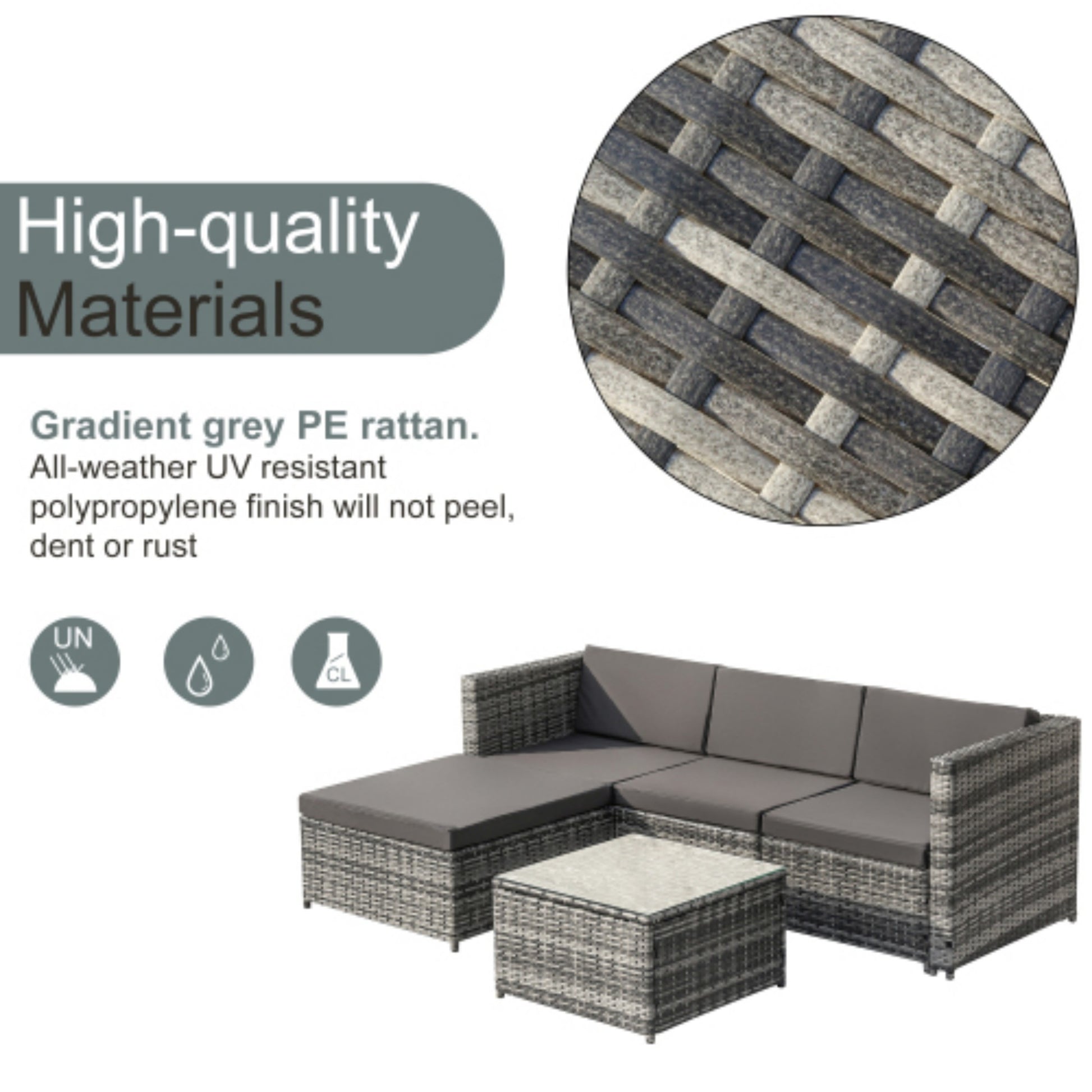 Garden Furniture Set- Patio Corner Sofa Set - Rattan Furniture - Grey