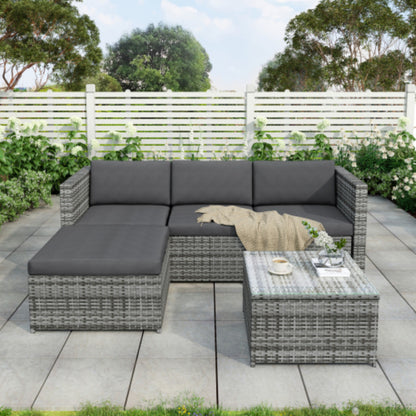 Garden Furniture Set- Patio Corner Sofa Set - Rattan Furniture - Grey