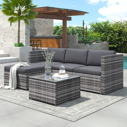 Garden Furniture Set- Patio Corner Sofa Set - Rattan Furniture - Grey