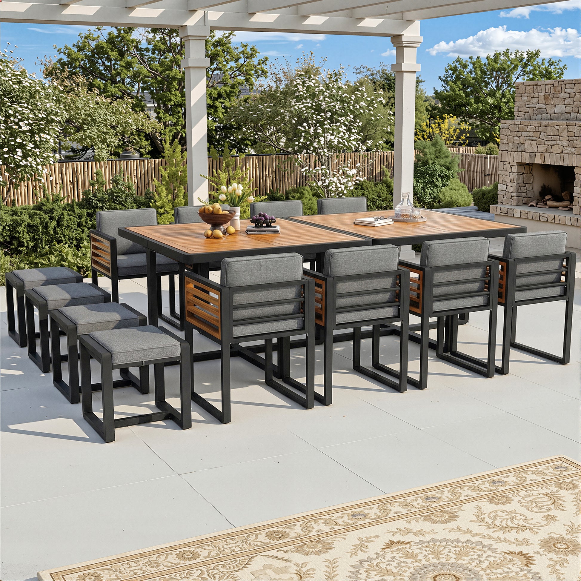 Garden Lounge Set With 12 Chairs And Table - Outdoor Dining Table
