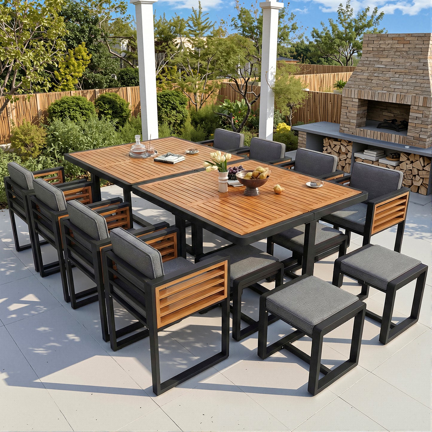 Garden Lounge Set With 12 Chairs And Table - Outdoor Dining Table