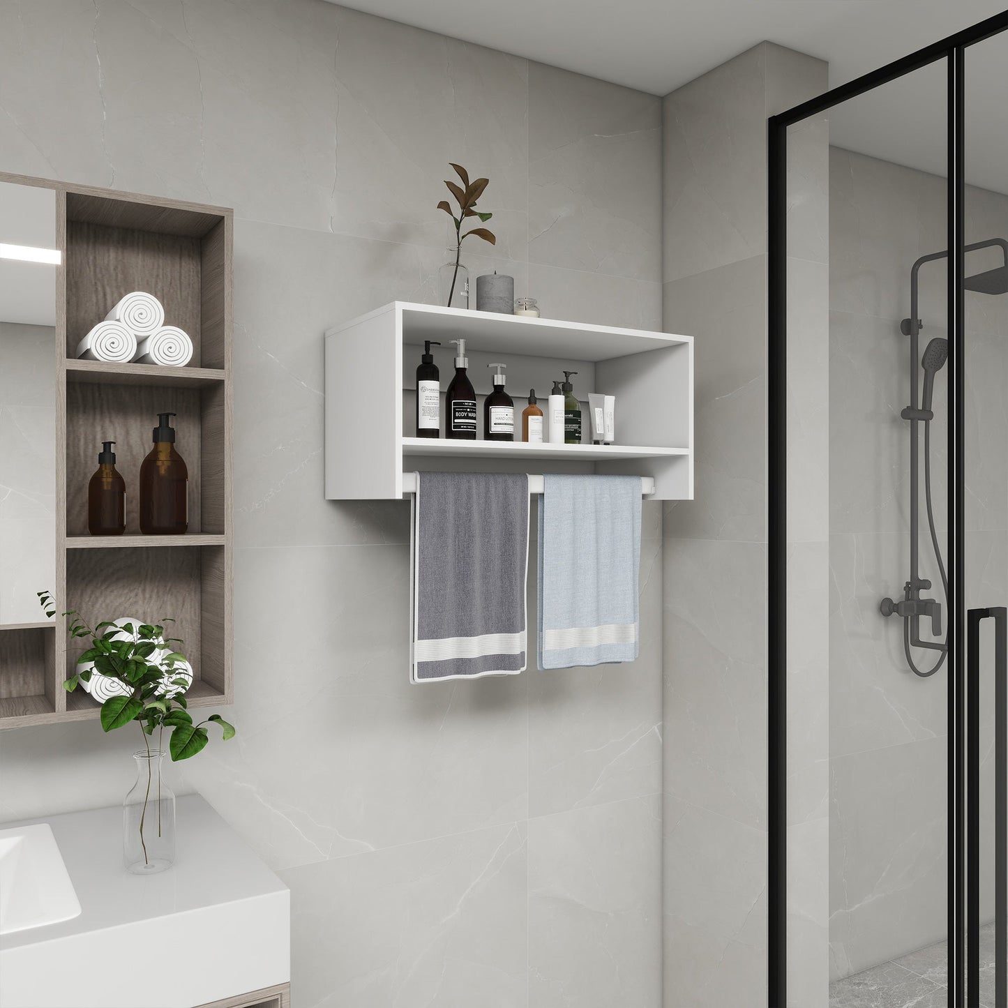 Modular Bathroom Shelves - White