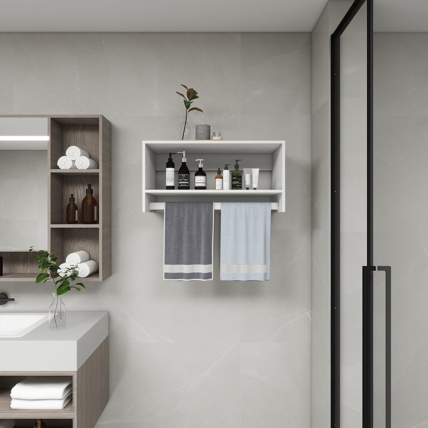 Modular Bathroom Shelves - White