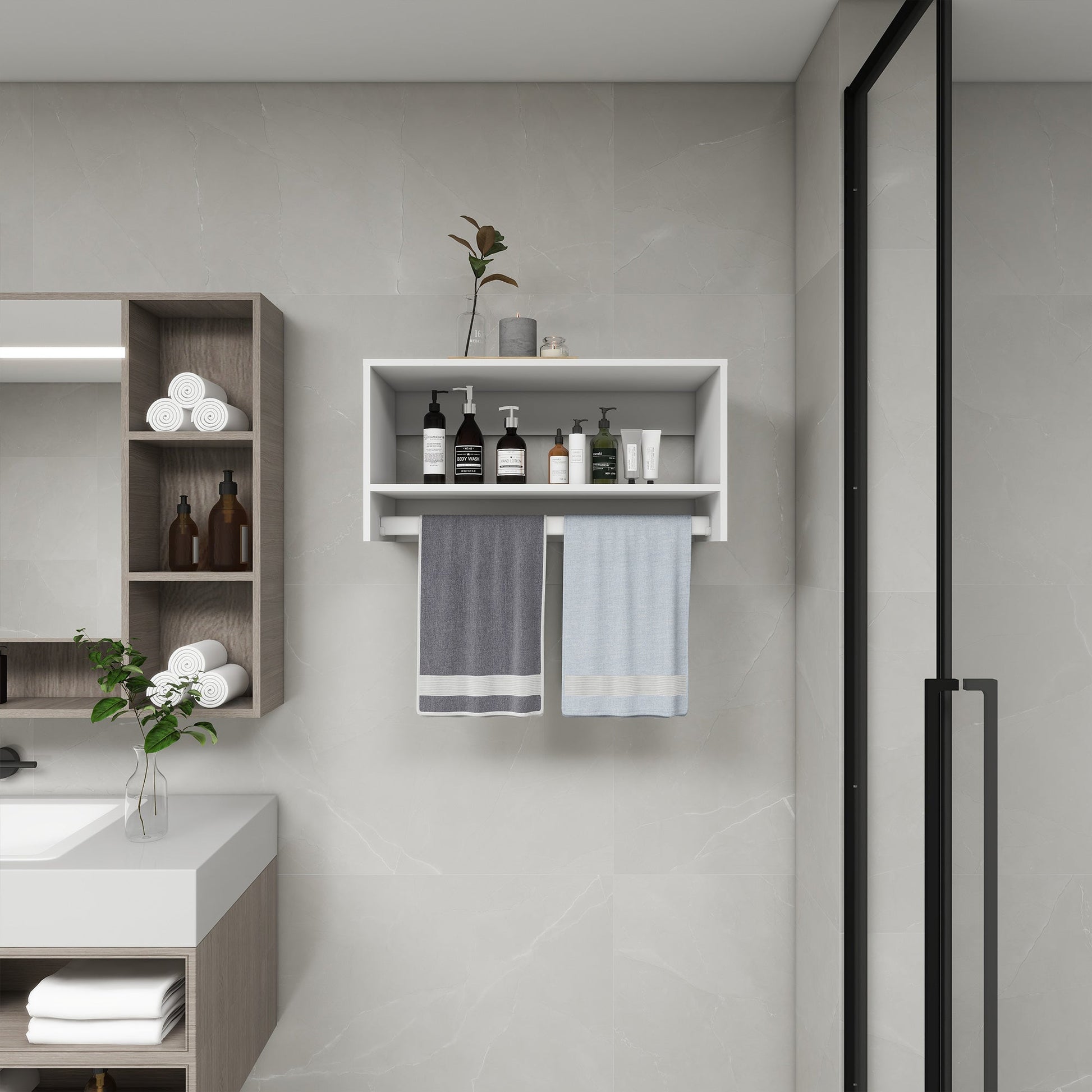 Modular Bathroom Shelves - White