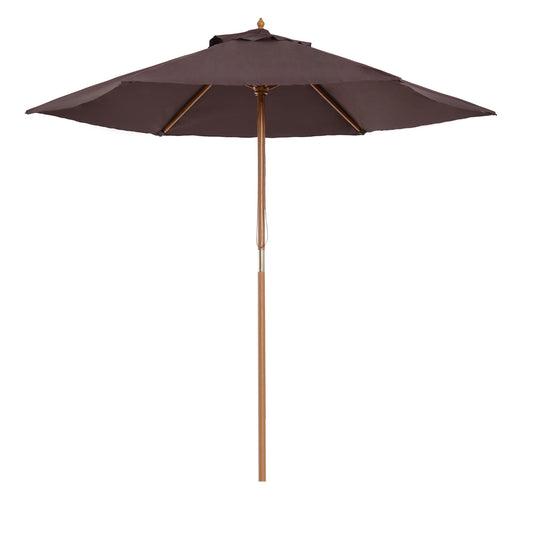 Patio Umbrella - Garden Parasol Sun Shade Patio - Outdoor Wooden Umbrella - Canopy Coffee