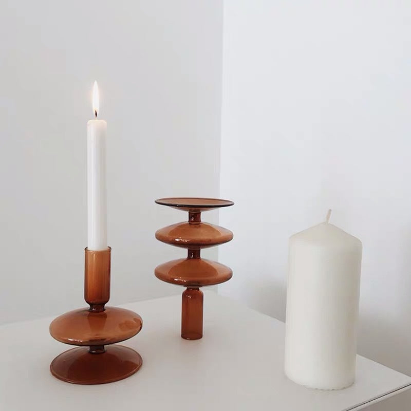 Retro Glass Color Candle Holder