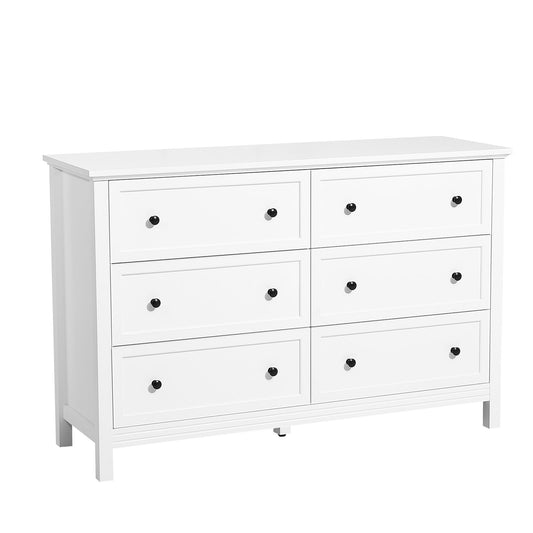 Retro Wooden Minimalist Dresser 6 Drawer - White
