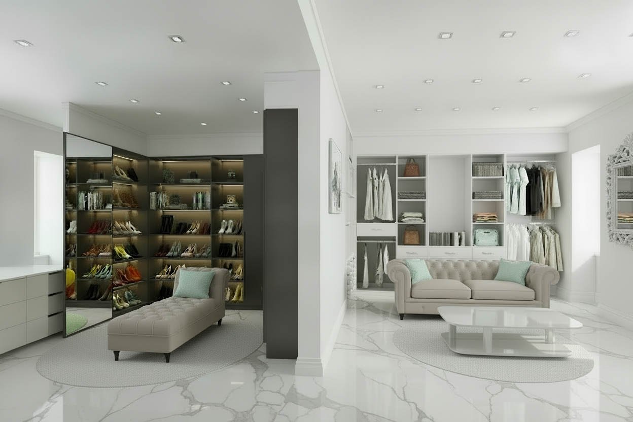 Stand-Alone Wardrobe With 6 Open Shelves For Walk-In Closet - White