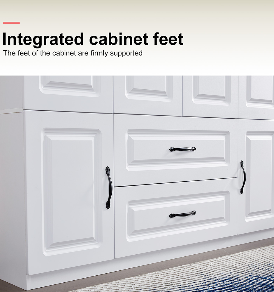 White Wardrobe Closet with Shelves Freestanding Clothes Storage Cabinet